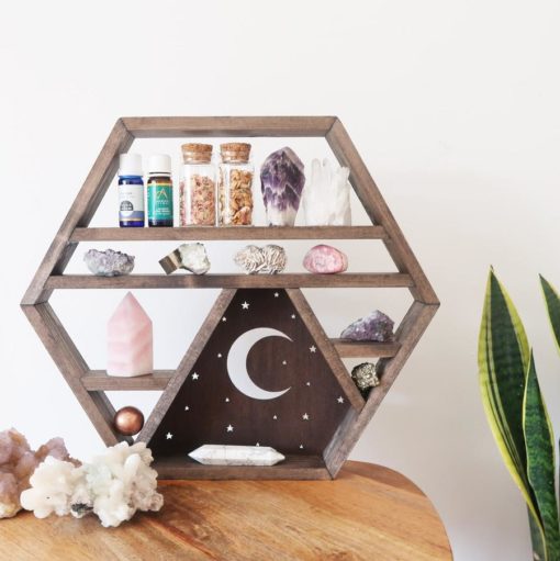 Moon and Stars Wooden Crystal Shelf coppermoonbou 1 1
